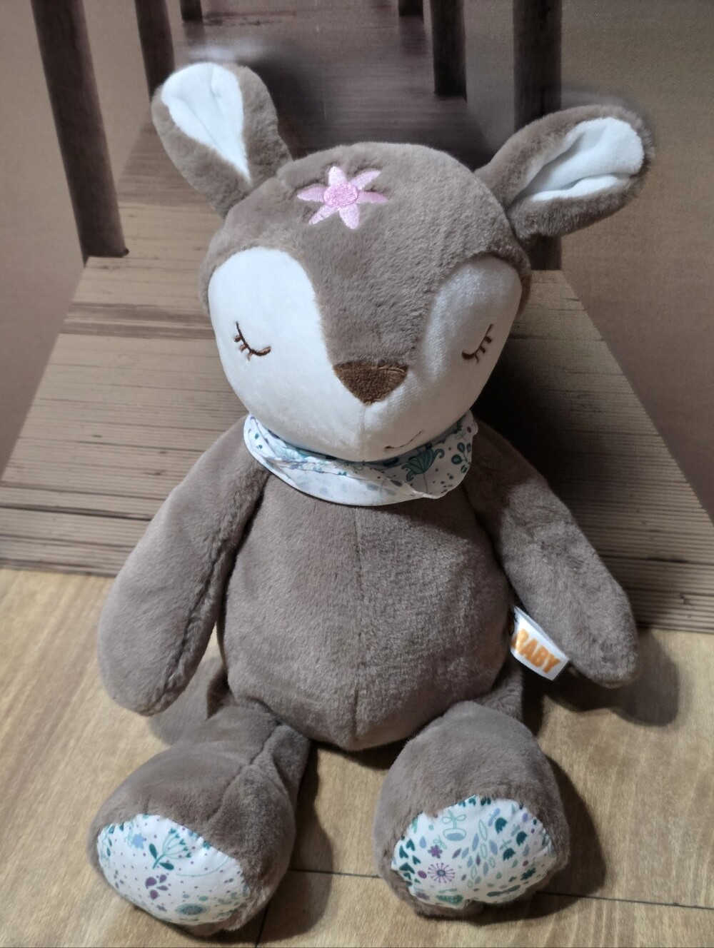 Bass Pro Shops Plush Fawn For Babies Brown Floral-Band Plush Deer Stuffed Animal